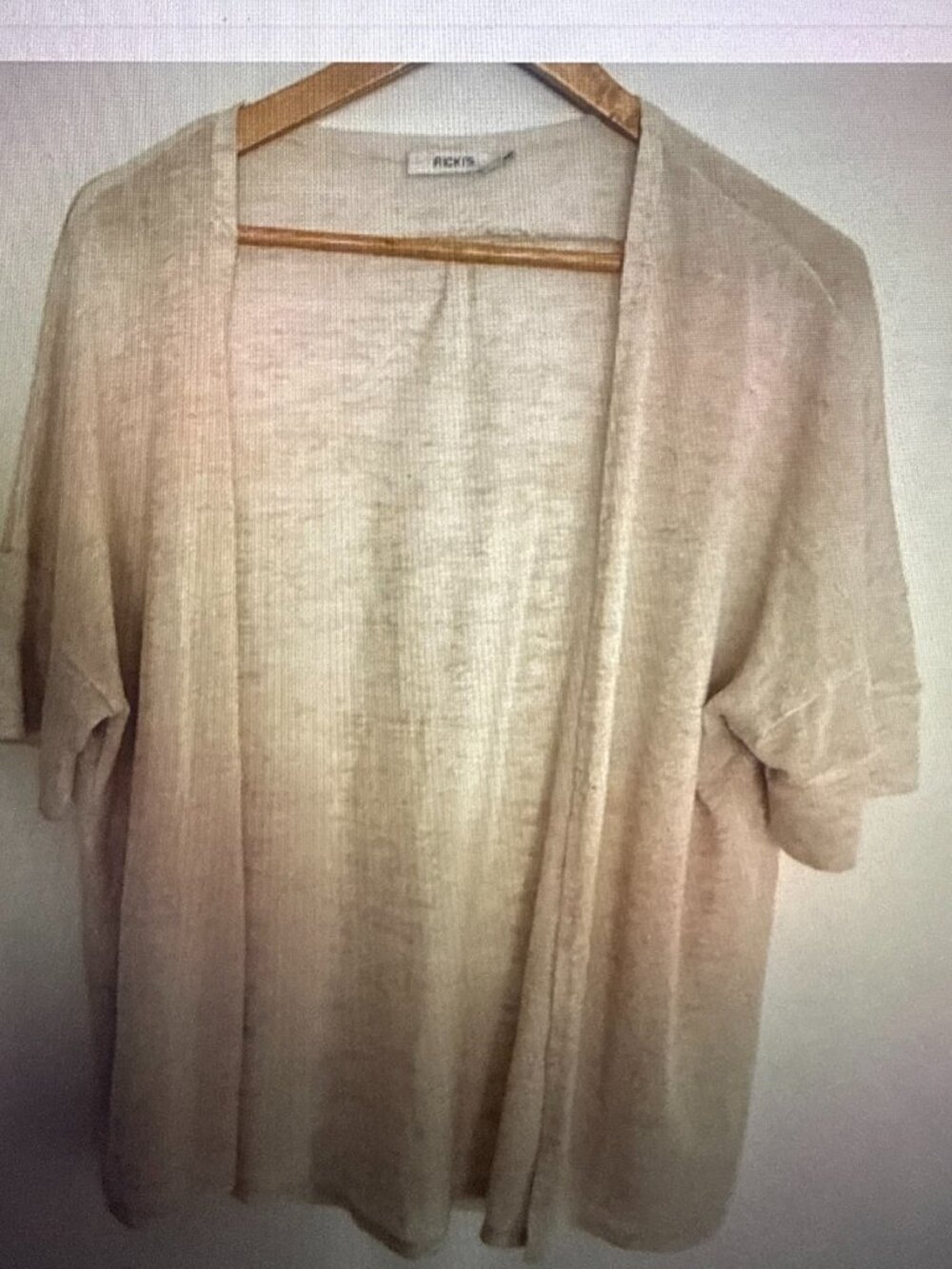 Ricki's Women Tan Open Drape Short Dolman Sleeves Cardigan Sweater Size M